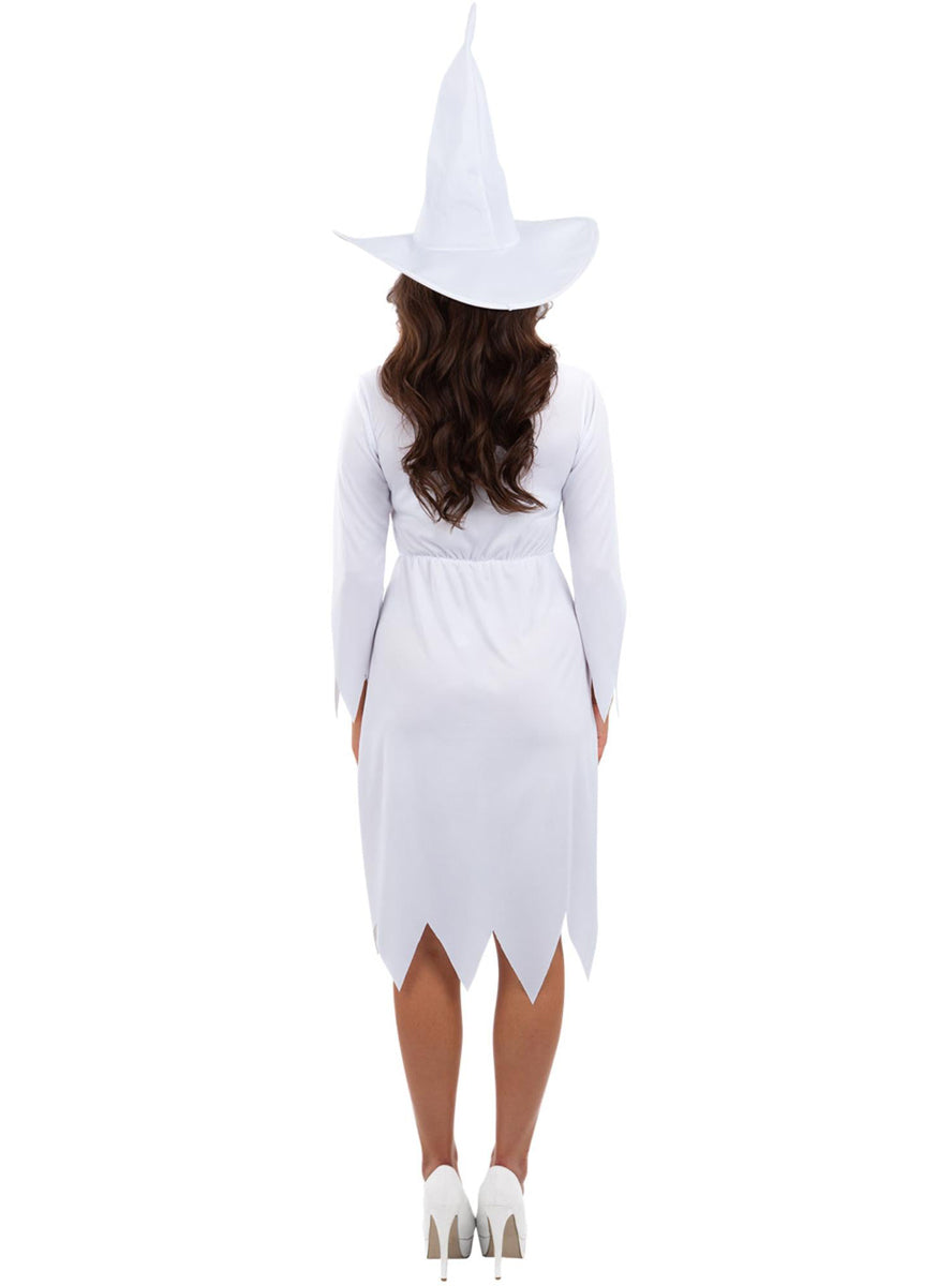Plus Size Womens White Witch Halloween Costume - Back Image