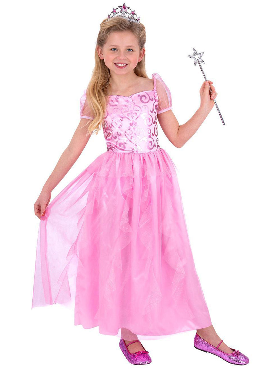 Girls glinda pink good witch fairy costume  - Main image