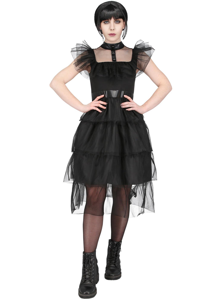 Wednesday Addams Womens Black Prom Dress Costume - Main Image