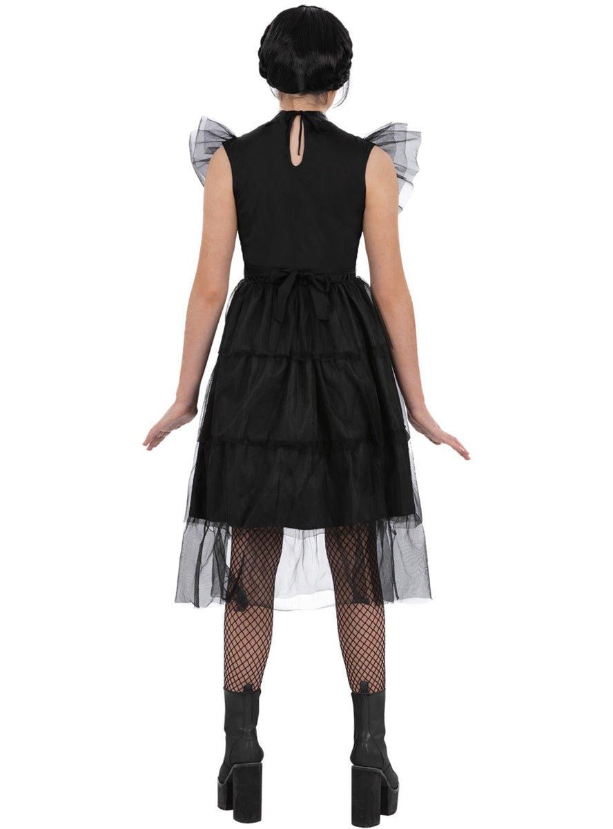 Teen girls black goth wednesday prom dress - Back image