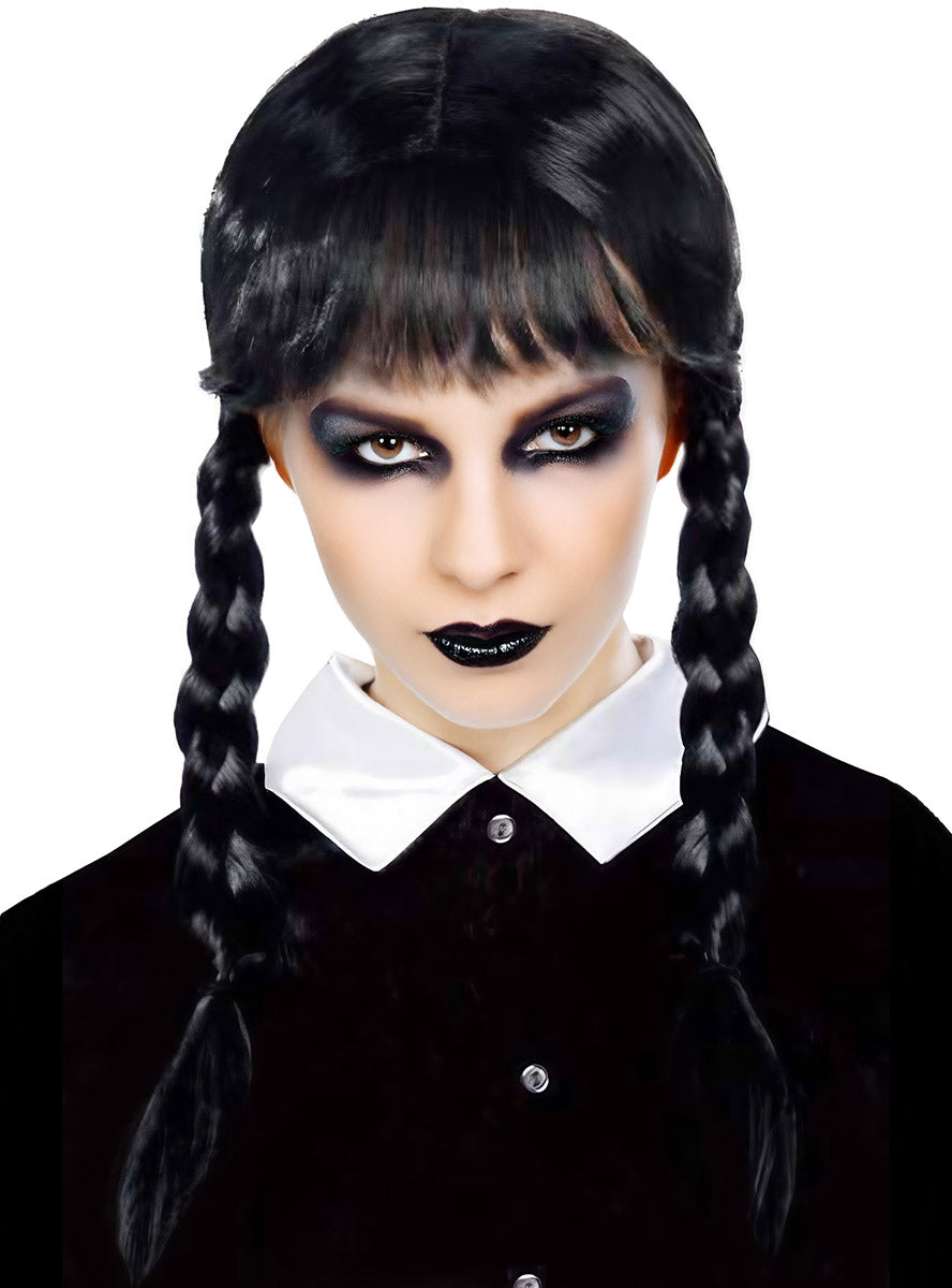 Gothic Black Plait Womens Costume Wig - Main Image
