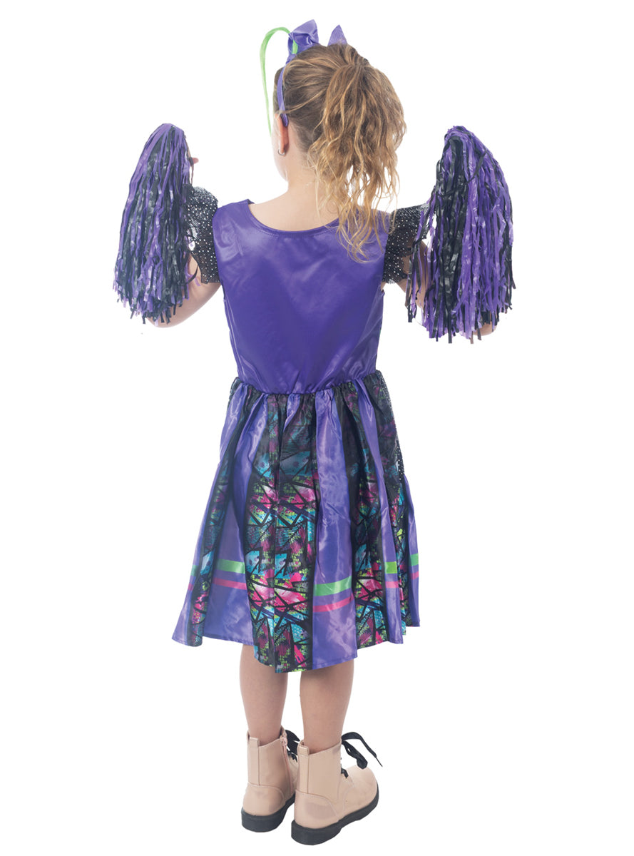 Gothic Purple Cheerleader Girls Halloween Costume - Back Image