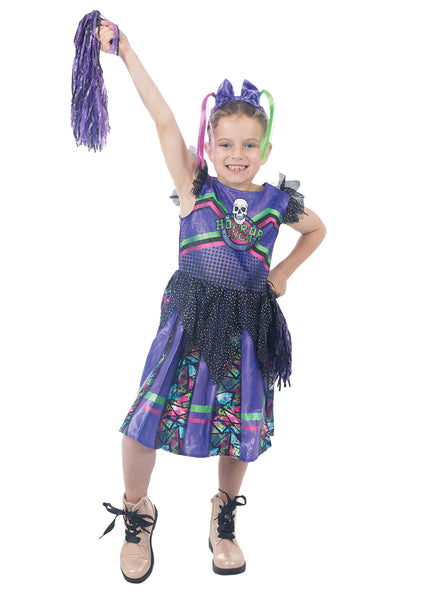 Gothic Purple Cheerleader Girls Halloween Costume - Main Image