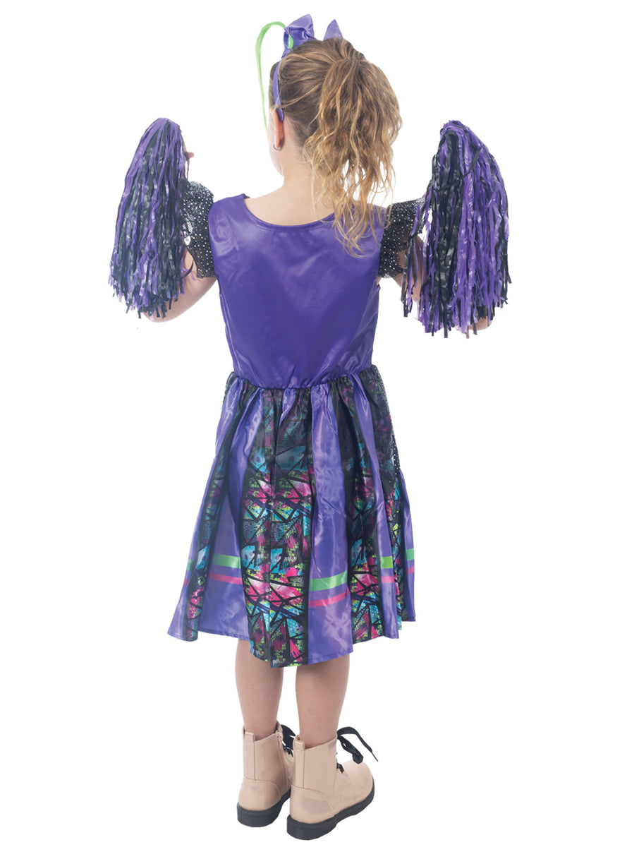 Gothic Purple Cheerleader Teen Girls Halloween Costume - Back Image