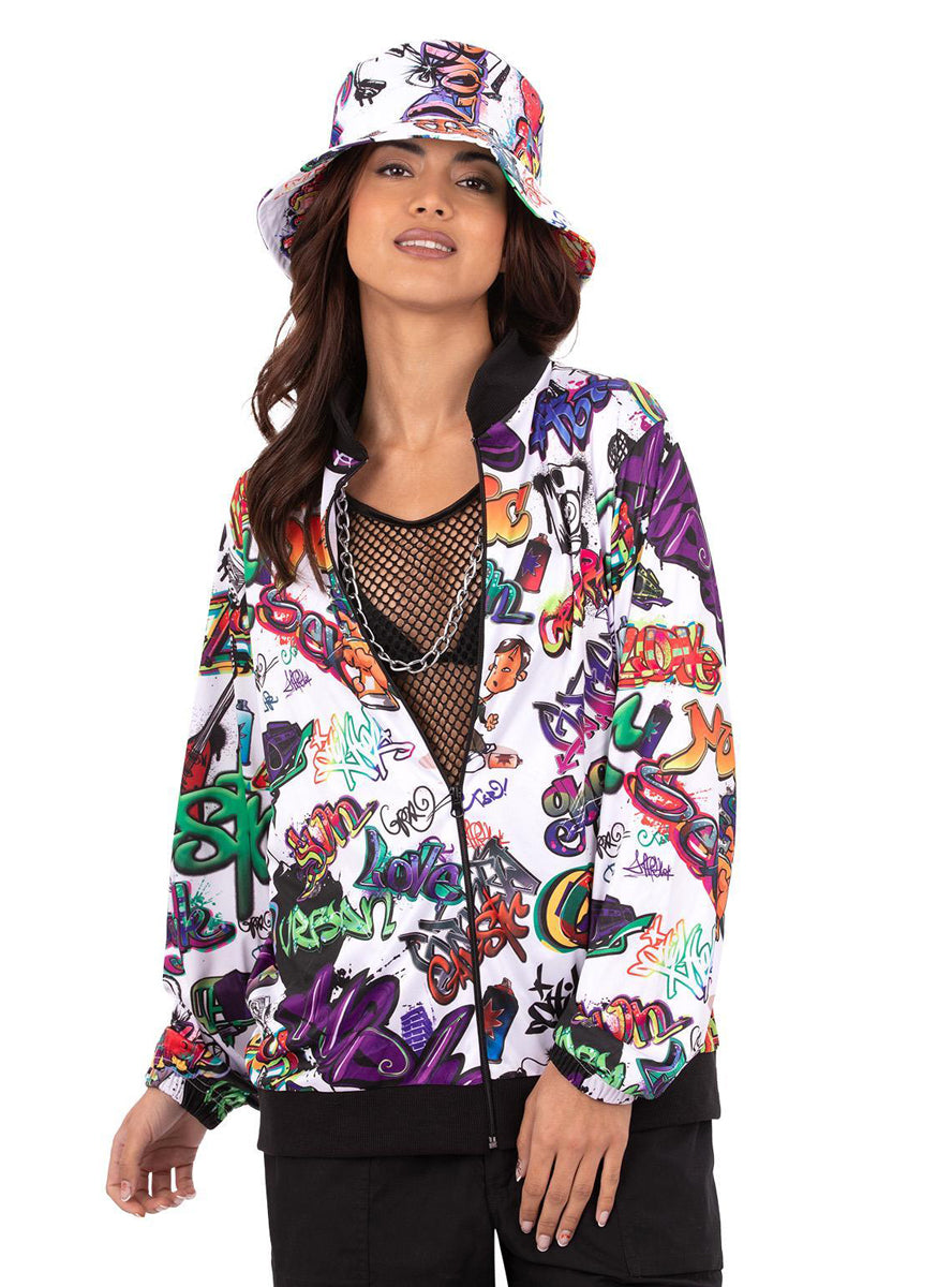 Womens 1990s graffiti rapper costume jacket - Main image