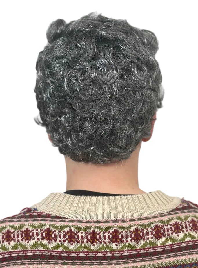 Grandpa Curls Mens Old Man Costume Wig - Back Image