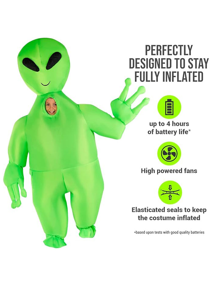 Inflatable Boys Green Alien Costume - Details Image