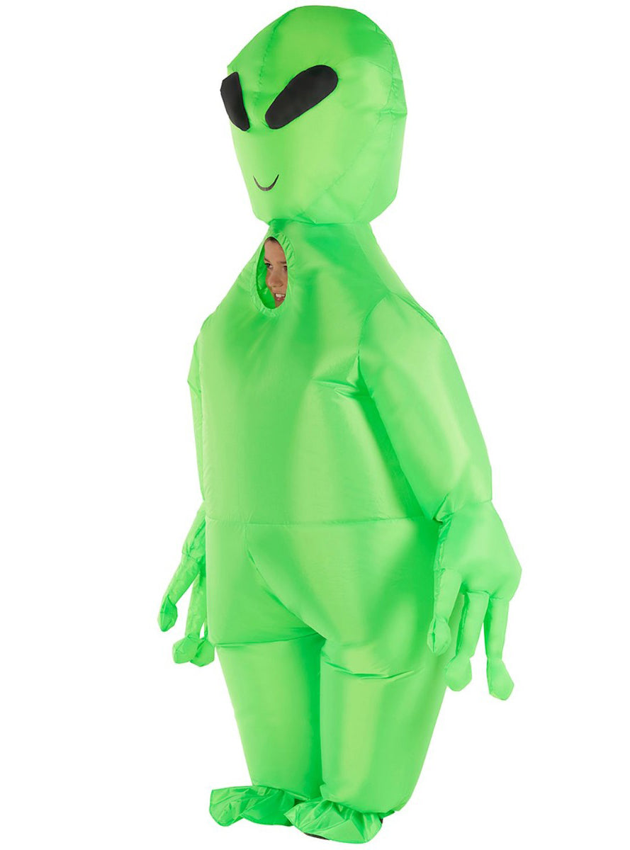 Inflatable Boys Green Alien Costume - Side Image