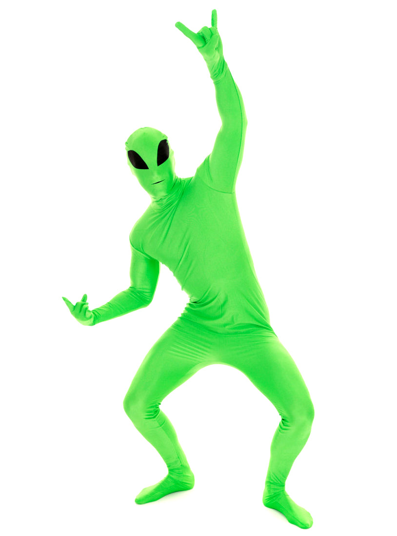 Plus Size Green Alien Mens Morphsuit - Alternate Image