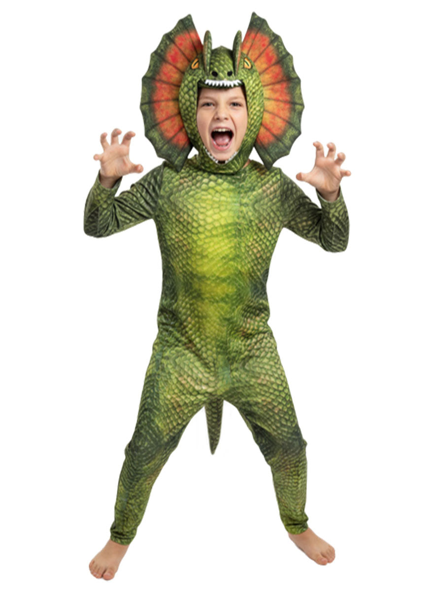 Boys Green Dilophosaurus Dinosaur Costume