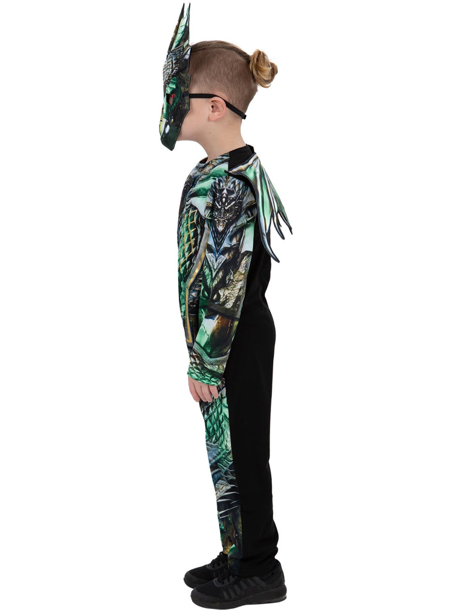 Boys green dragon costume - Side image