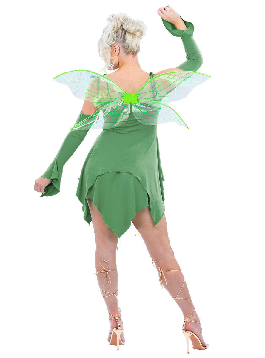 Womens sexy green fairy tinker bell costume - Back image
