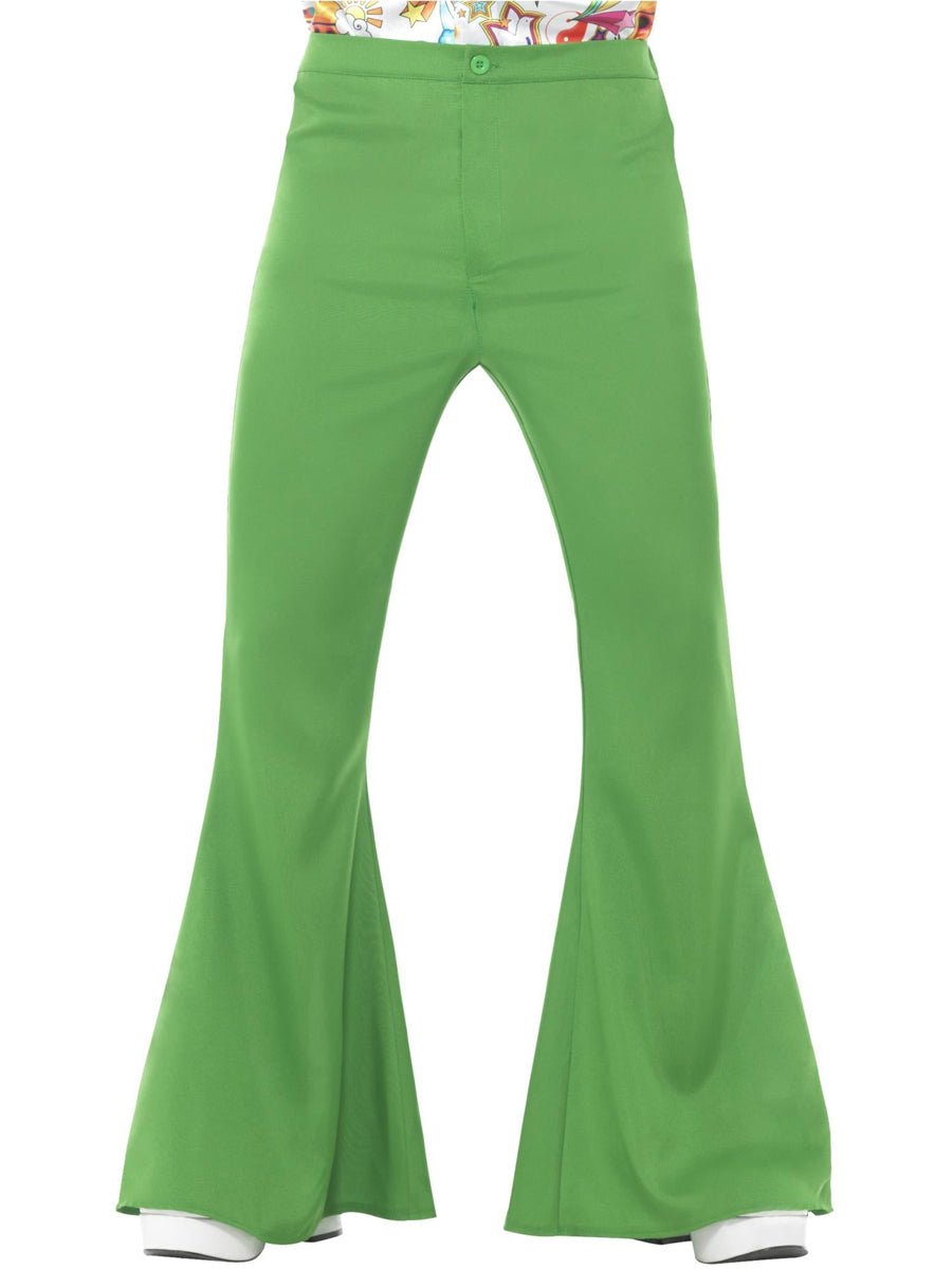 Retro 70s Mens Green Flared Costume Pants - Main Image