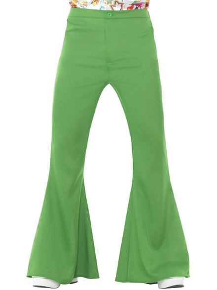 Retro 70s Mens Green Flared Costume Pants - Main Image