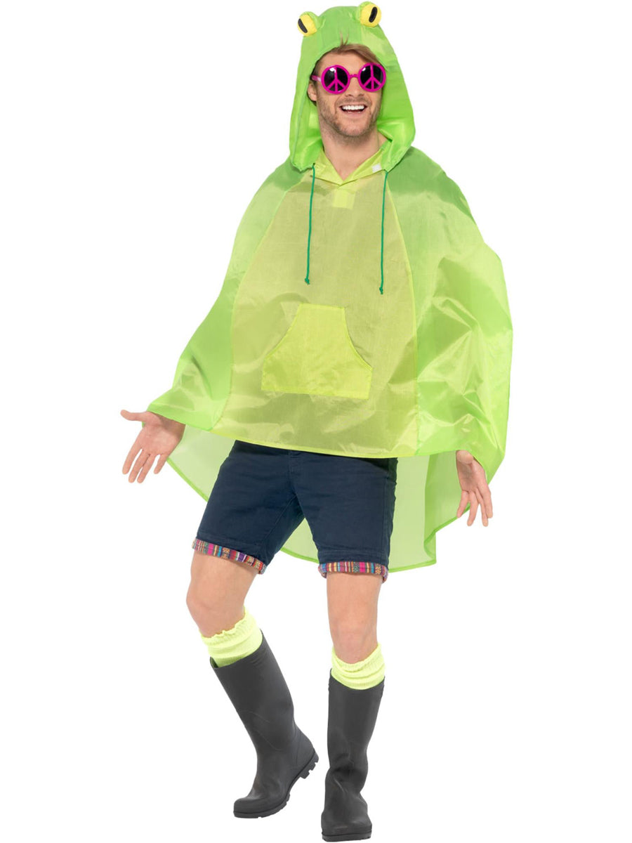 Green Frog Poncho Animal Costume for Men - Main Image