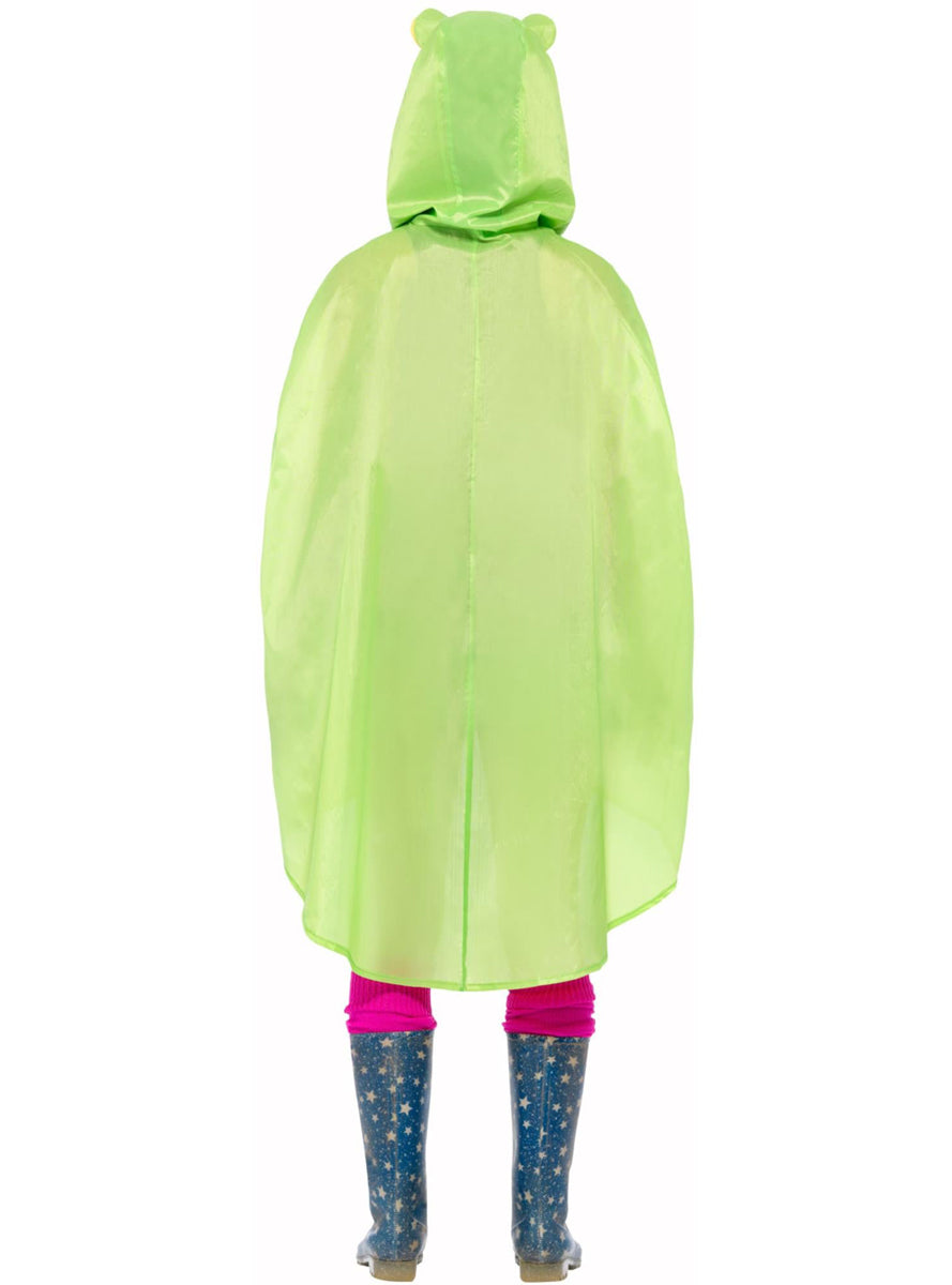 Womens Green Frog Animal Poncho Costume - Back Image