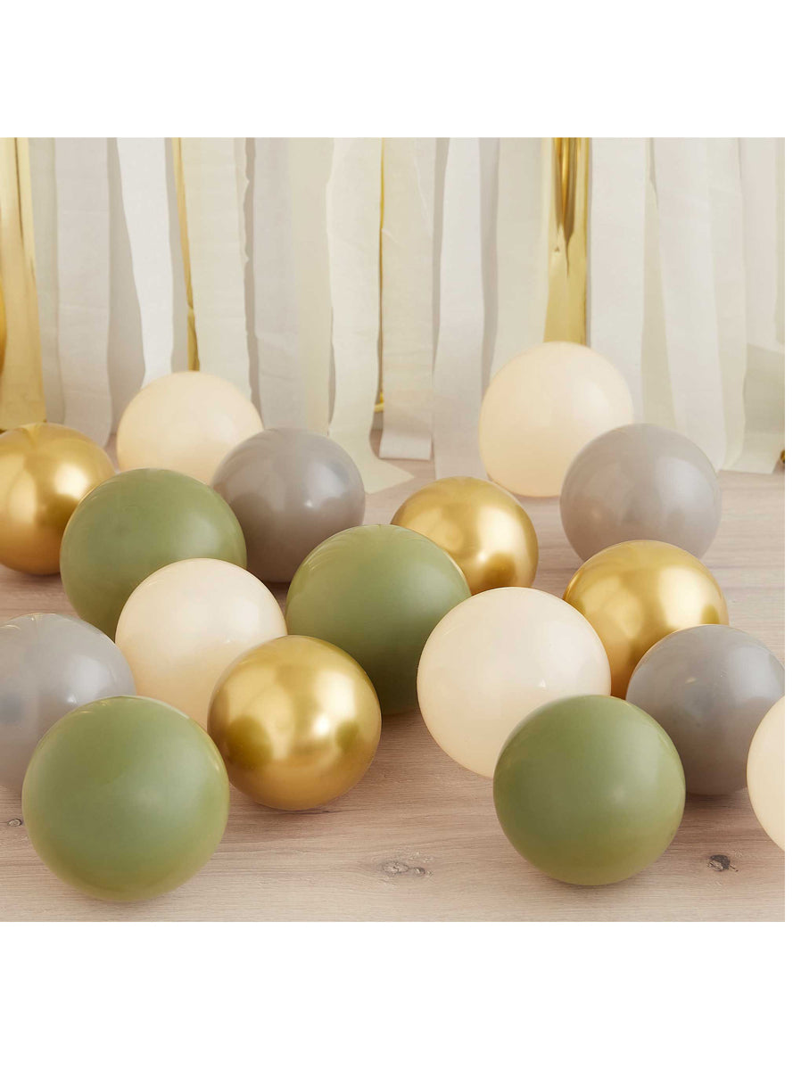 40 Pack of Green Gold and Sand Balloons - Lifestyle Image