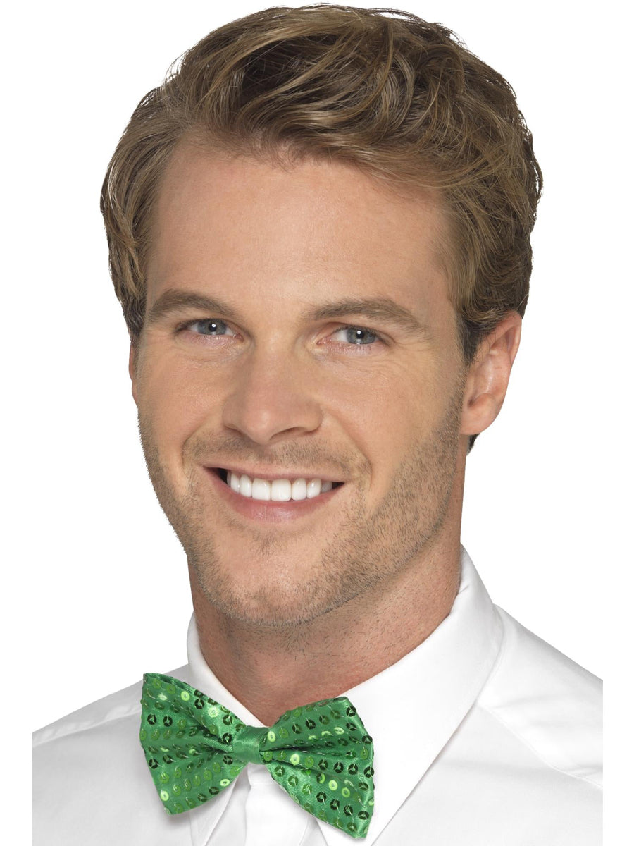 Adults Green Sequin Bow Tie - Main Image