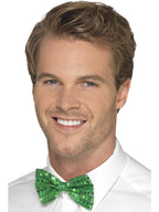 Adults Green Sequin Bow Tie - Main Image