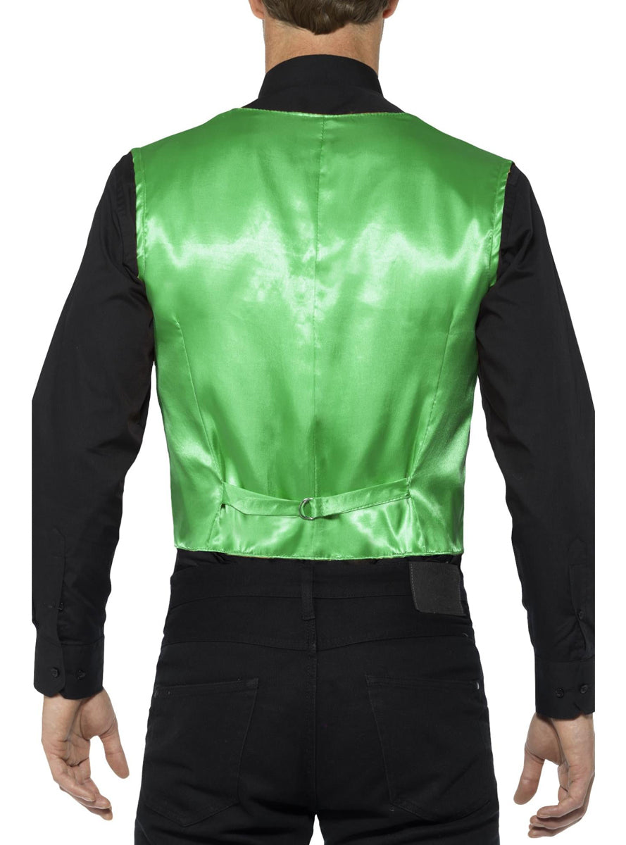 Mens Green Sequined Costume Vest - Back Image