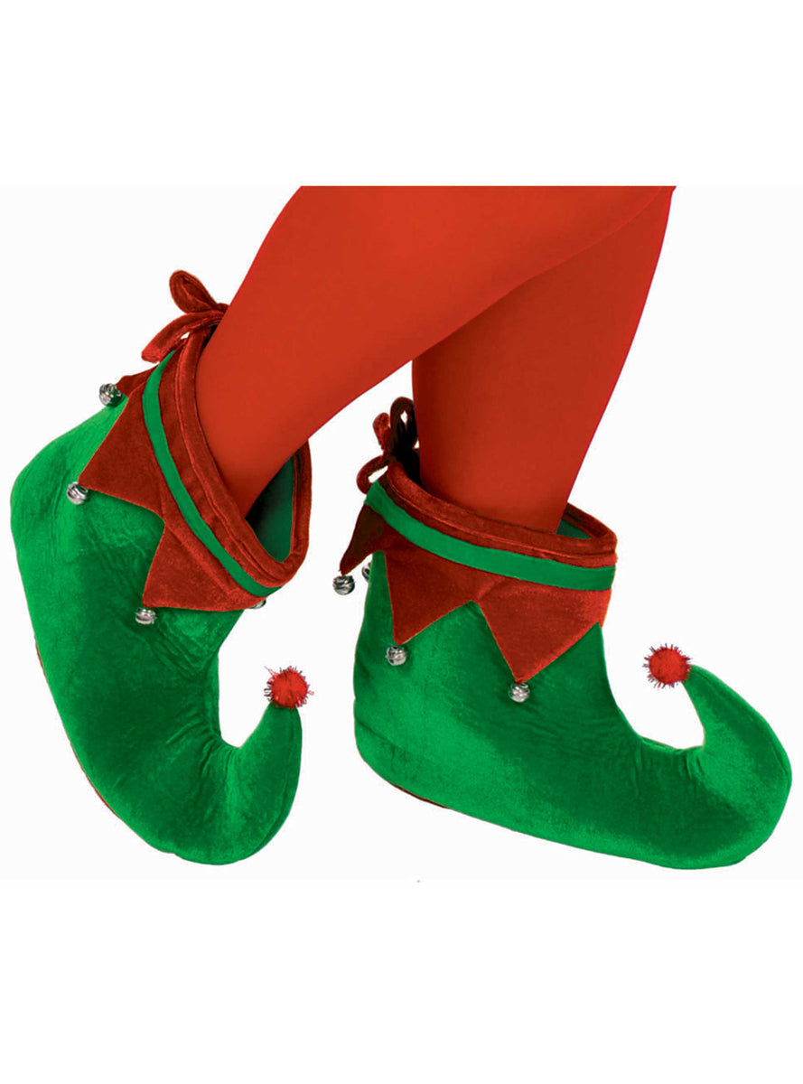 Green Velvet Adults Christmas Elf Costume Shoes