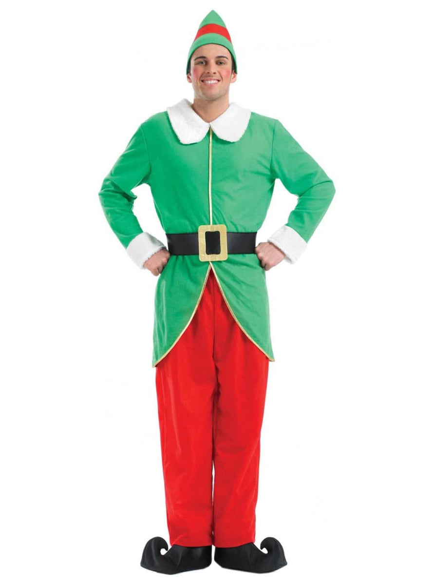 Green and Red Elf Mens Christmas Costume - Main Image