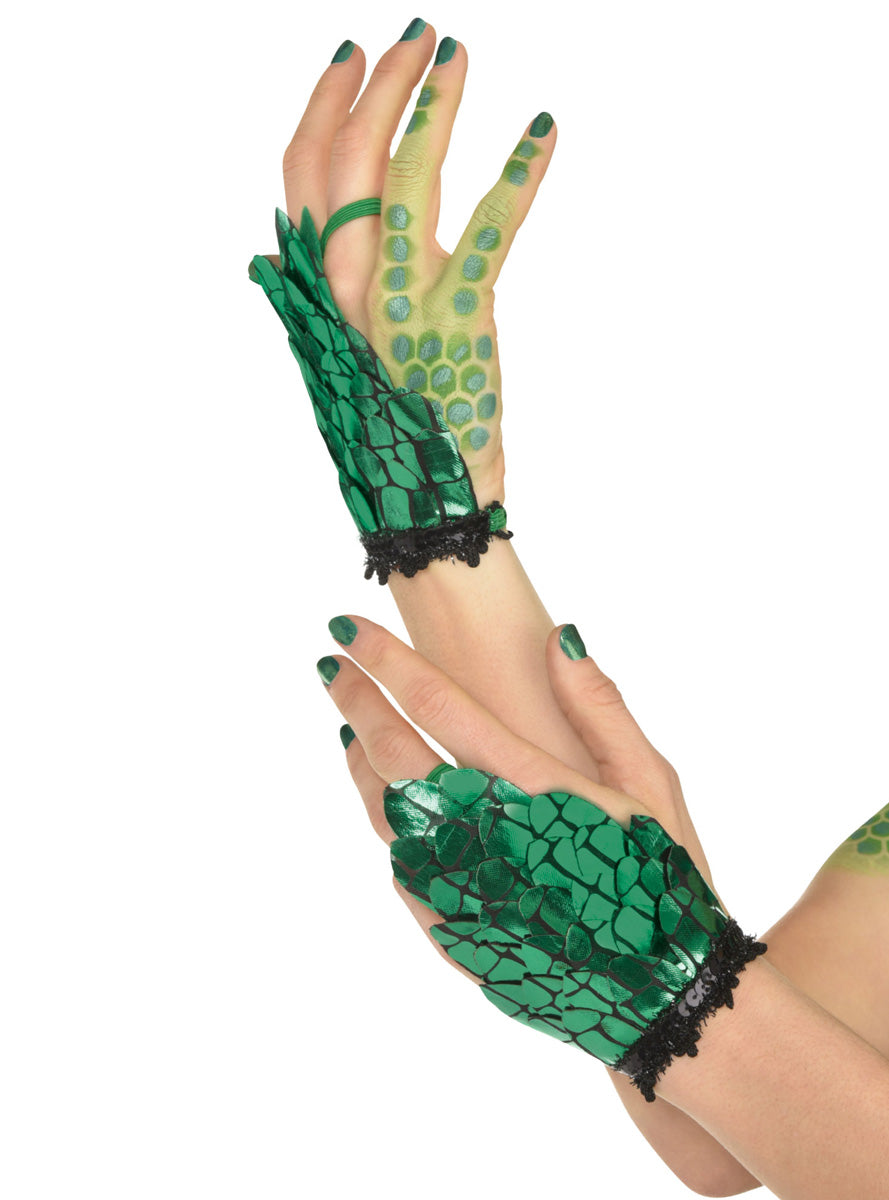 Green Dragon Scales Costume Gloves