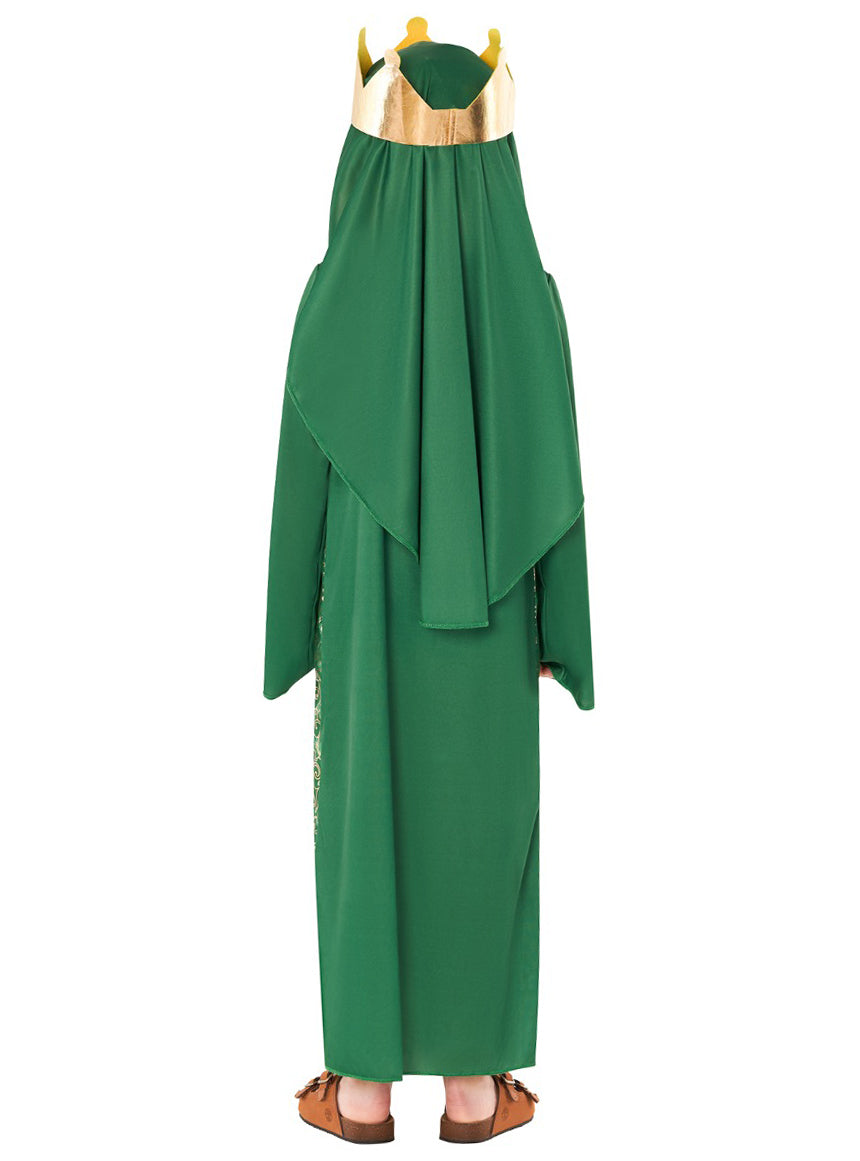 Boys Green Nativity King Biblical Christmas Costume Back Image
