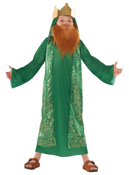 Boys Green Nativity King Biblical Christmas Costume Main Image