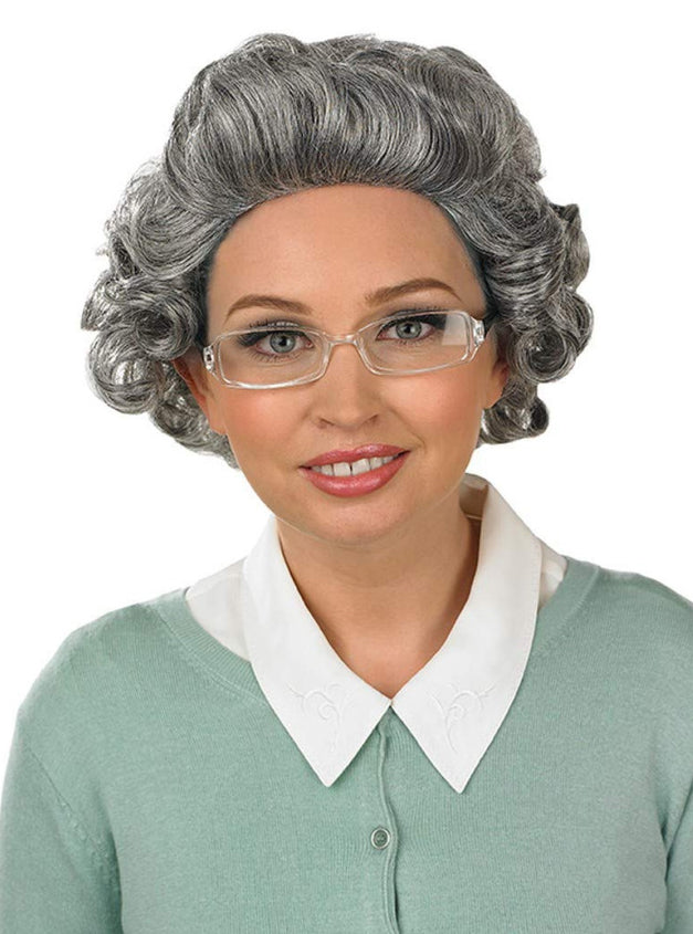 Little Old Lady Womens Grey Grandma Costume Wig - Main Image