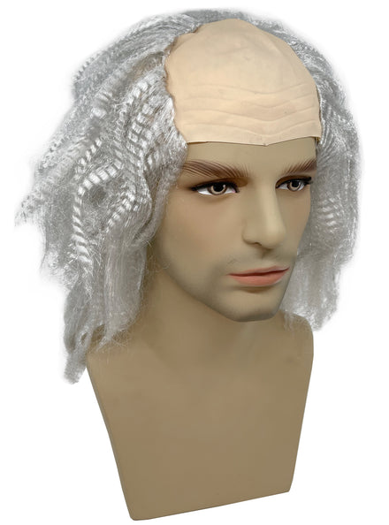 Mens Grey mad Scientist Costume Wig With Bald Top - Main Image