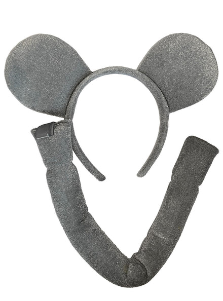 2 Piece Grey Mouse Ears and Tail Set