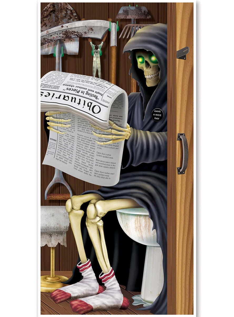 Halloween Grim Reaper on the Toilet Door Cover - Main Image