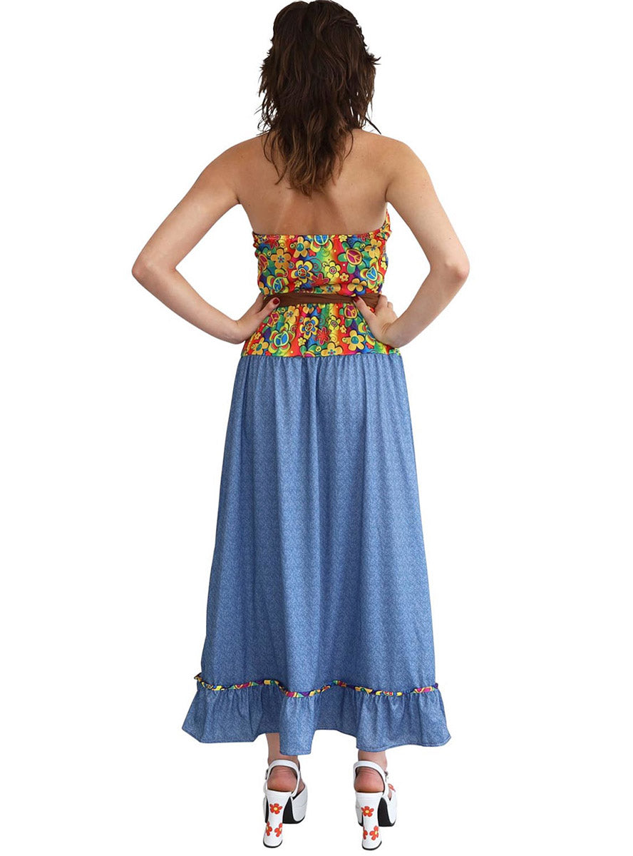 60s Groovy Girl Womens Hippie Costume - Back Image