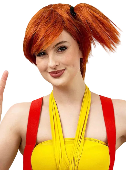Gym Leader Womens Copper Cosplay Costume Wig with Ponytail - Alternative Image 2