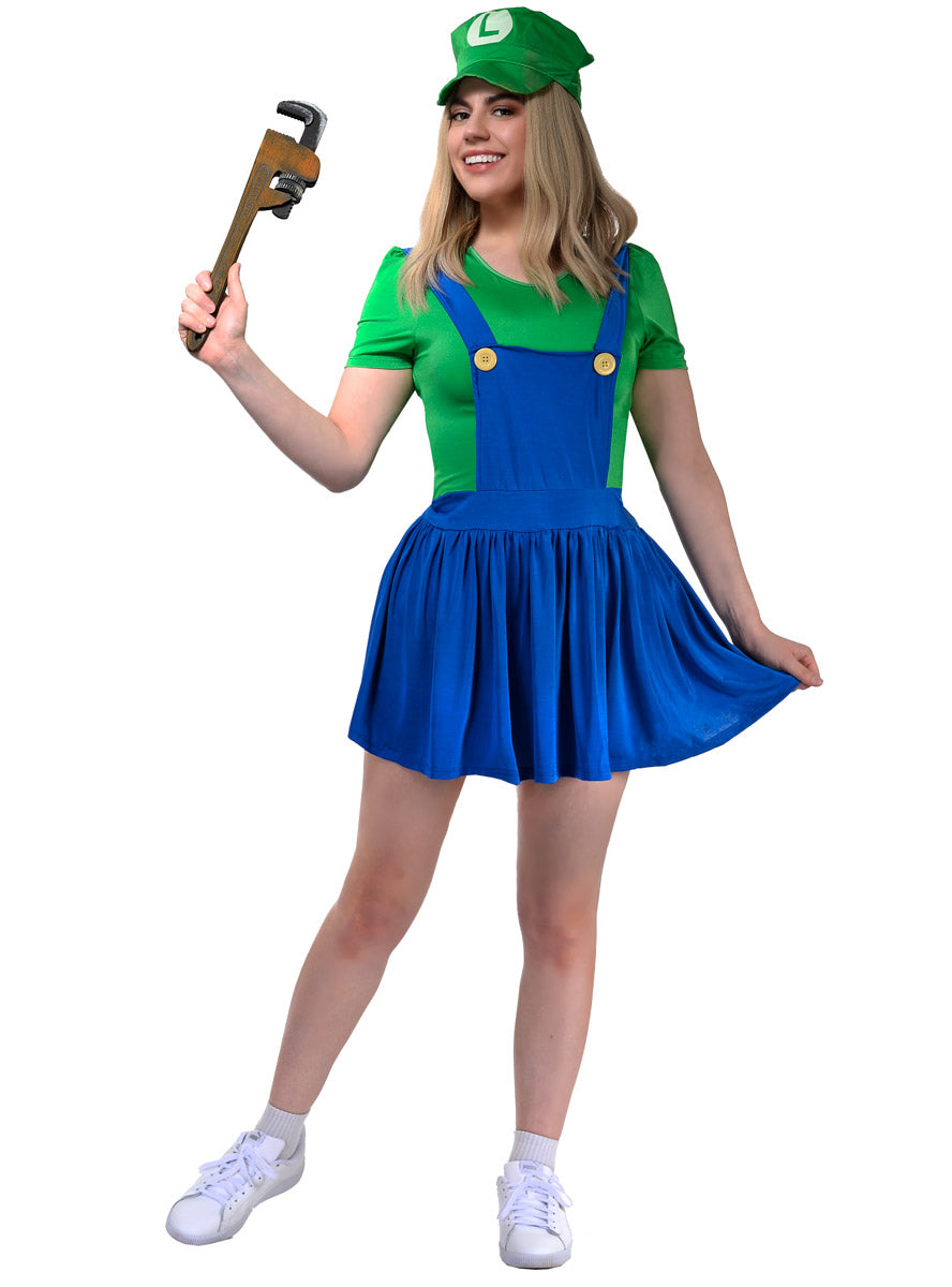 Super Green Plumber Womens Luigi Costume - Main Image