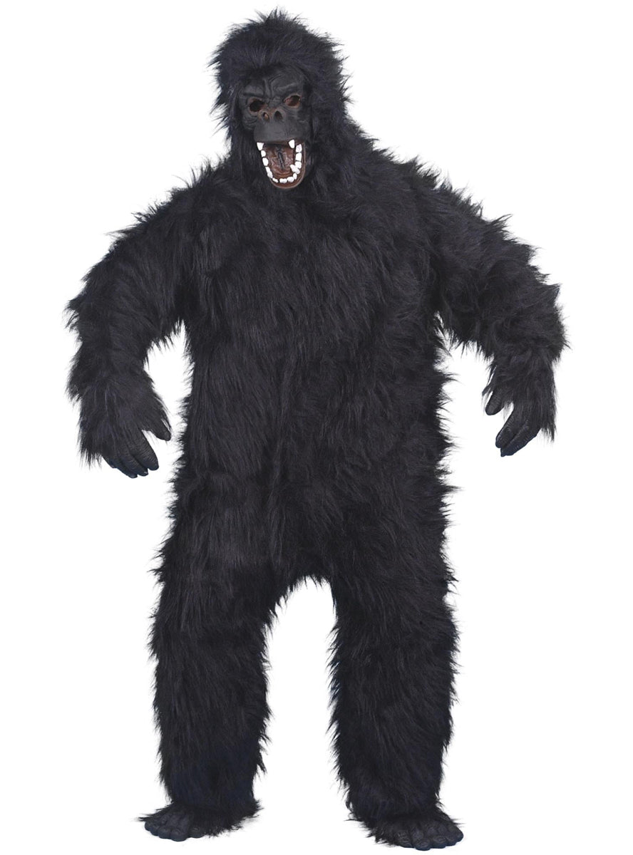 Adults hairy black gorilla animal suit costume - Main image