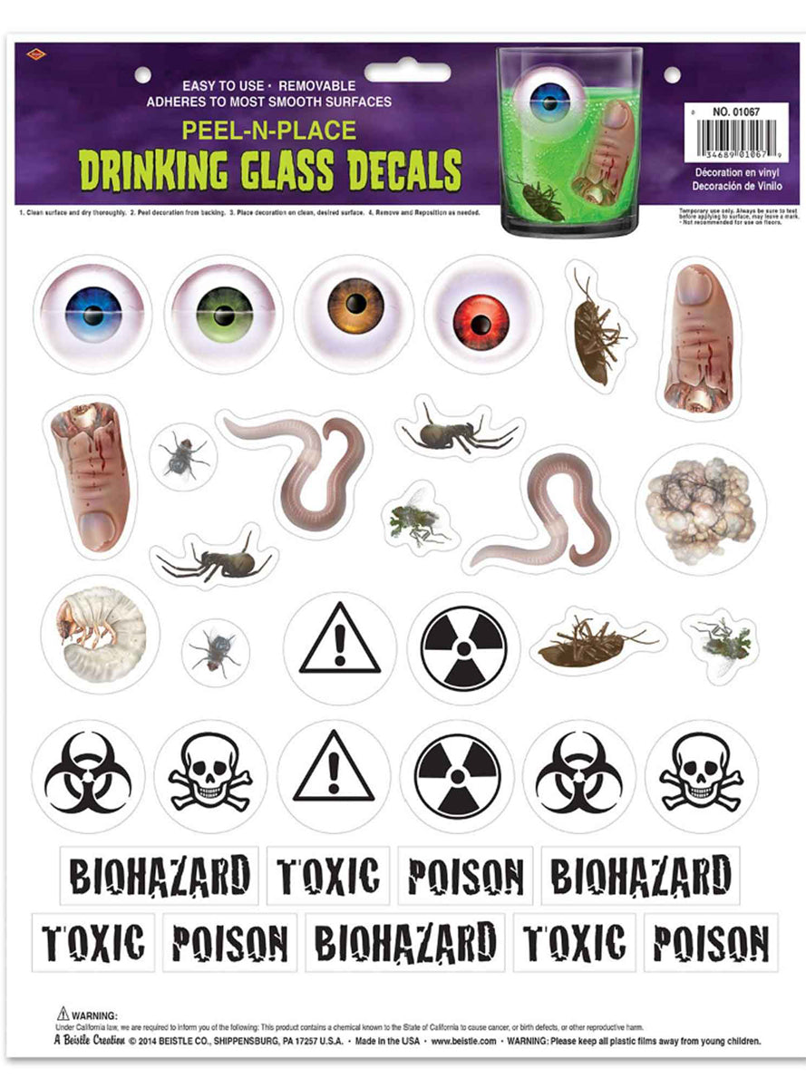 Peel and Place Halloween Drinking Glass Decal Decorations - Main Image
