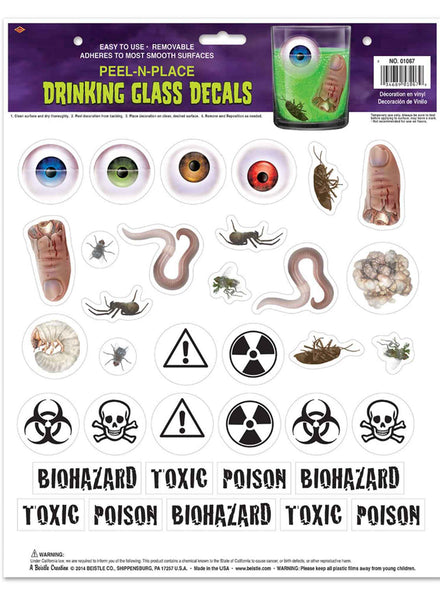 Peel and Place Halloween Drinking Glass Decal Decorations - Main Image
