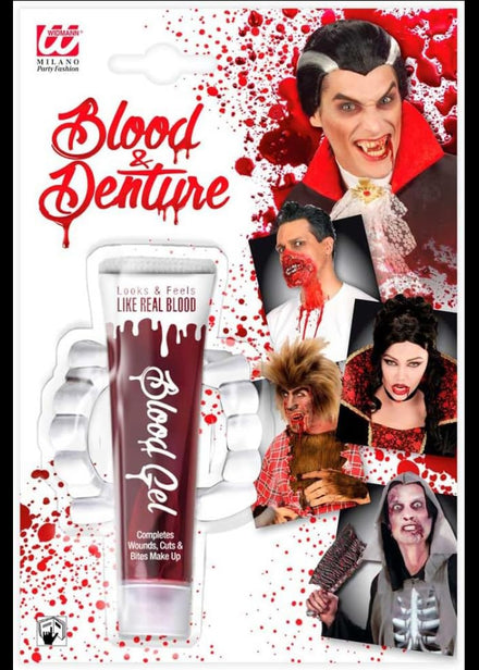 vampire fangs and blood halloween maleup set - main image