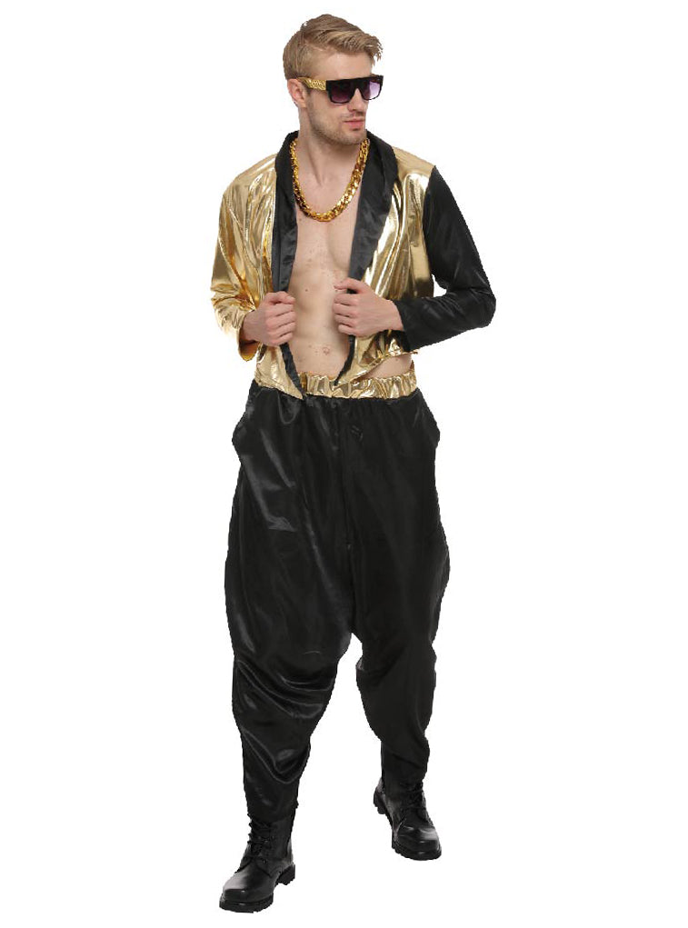 Mens 90s Hammer Time Rapper Costume | Gold Rapper Costume For Men