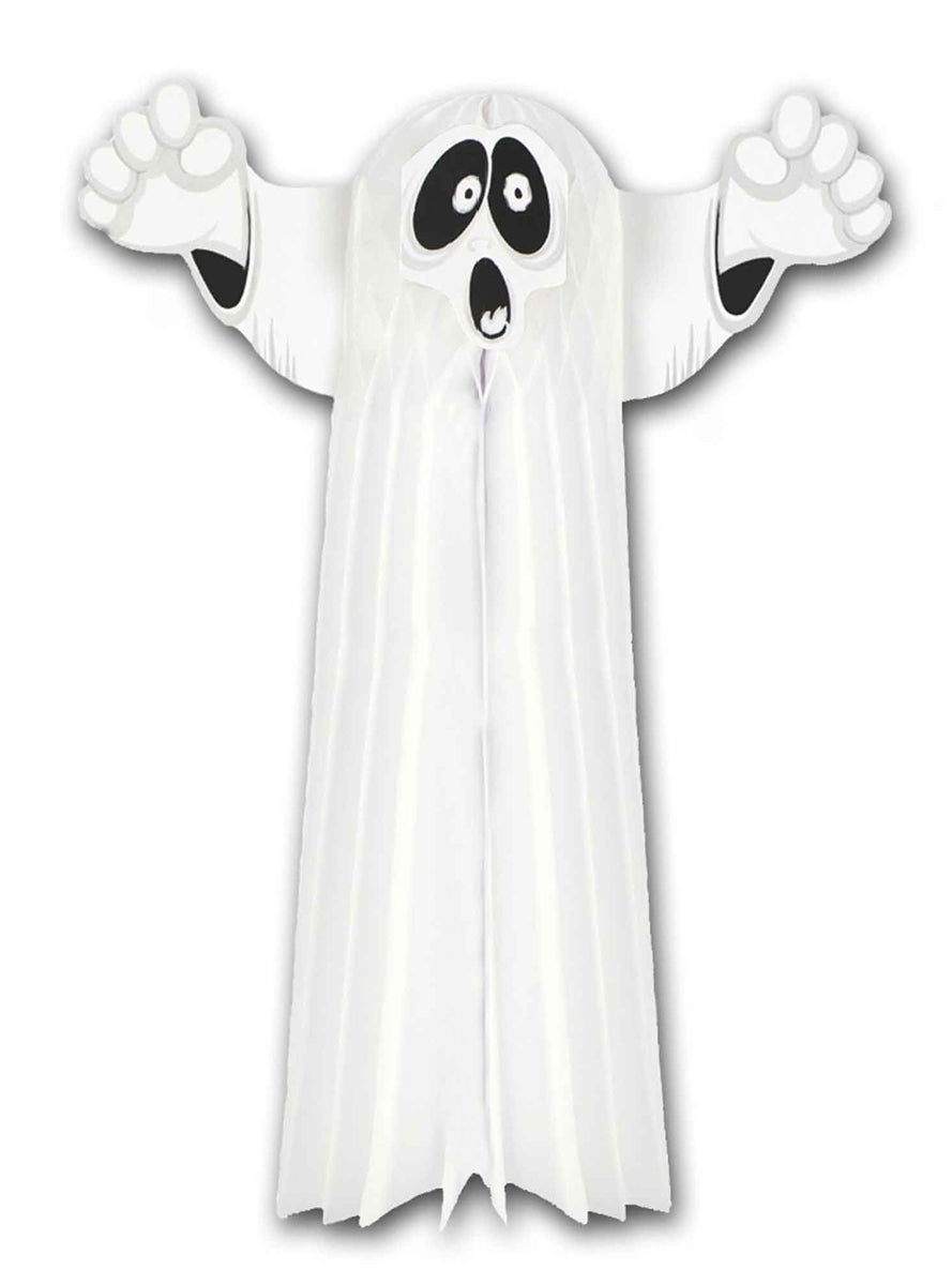Halloween 58cm White Honeycomb Ghost Decoration - Main Image