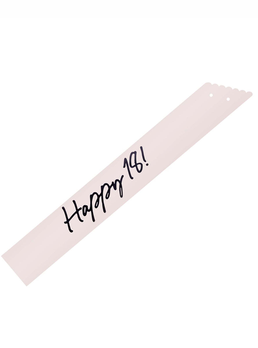 Happy 18th Pink Milestone Birthday Party Sash - Flat Image