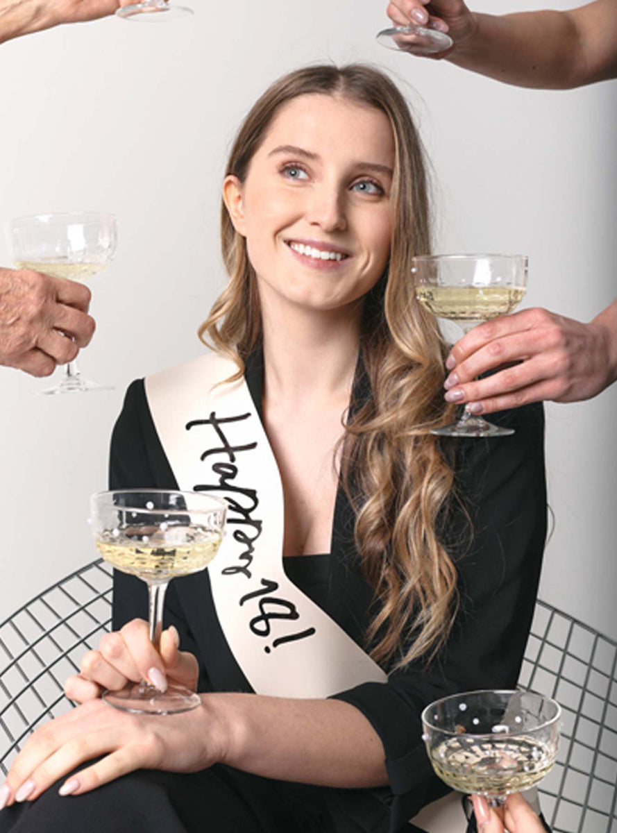 Happy 18th Pink Milestone Birthday Party Sash - Lifestyle Image 1