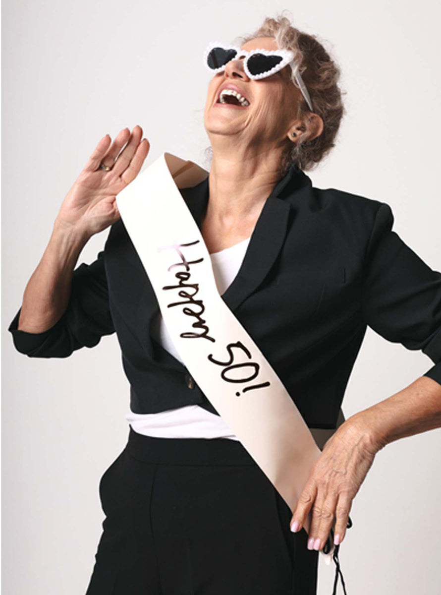 Happy 50th Pink Milestone Birthday Party Sash - Main Image