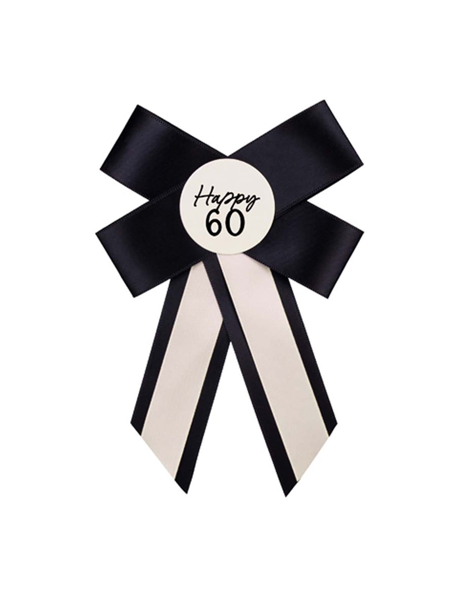 Happy 60th 17cm Black and White Rosette - Main Image