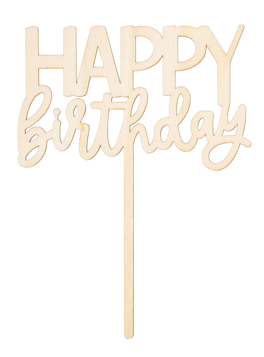 Happy Birthday 20cm Wooden Cake Topper – Main Image