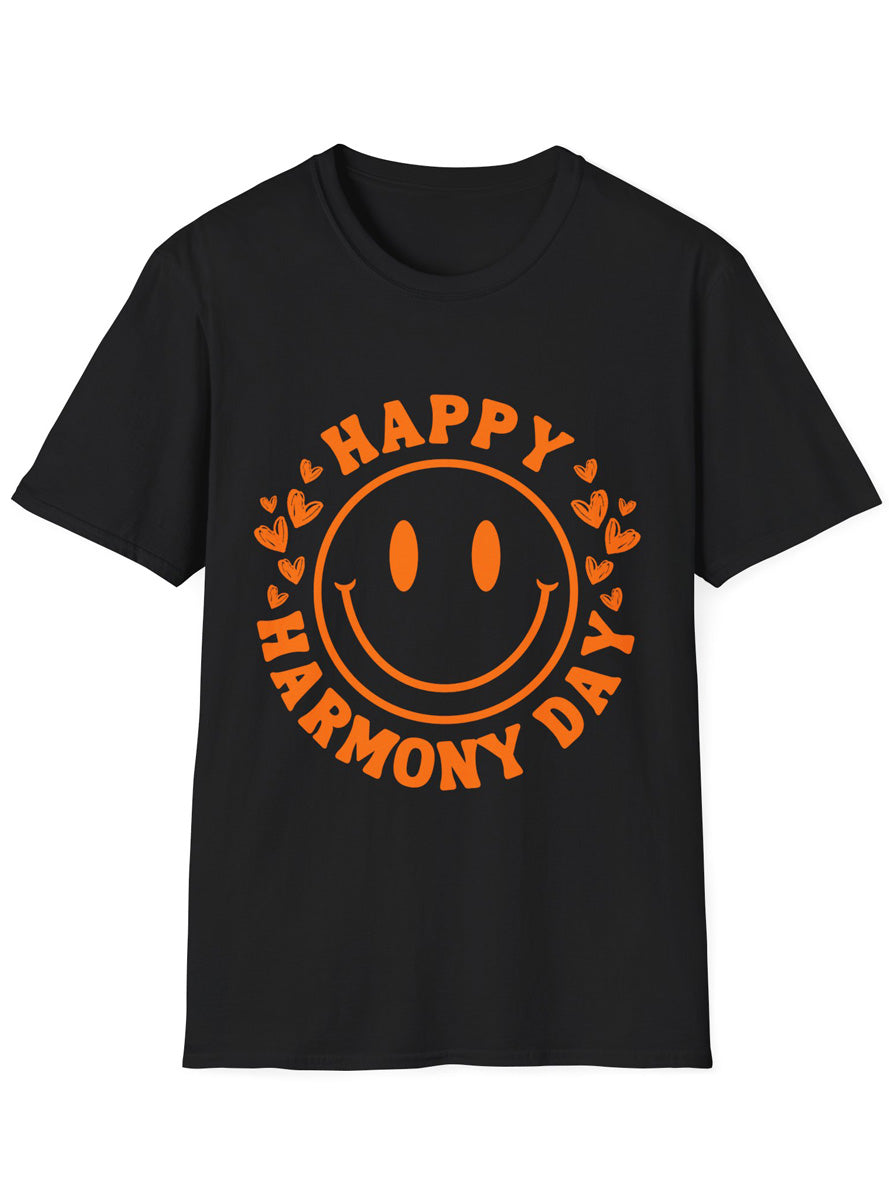 Happy Harmony Day Smiley Adults Black Shirt