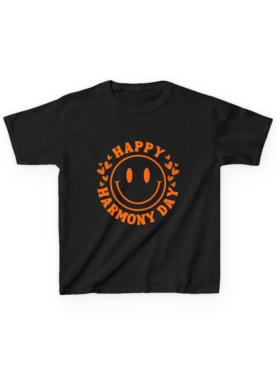 Happy Harmony Day Smiley Kids Black Shirt