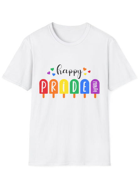 Happy Pride Month Popsicles Adults White Plus Size TShirt - Front Image